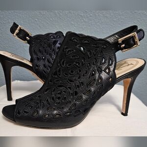 Vince Camuto Signature perforated peep toe sandals